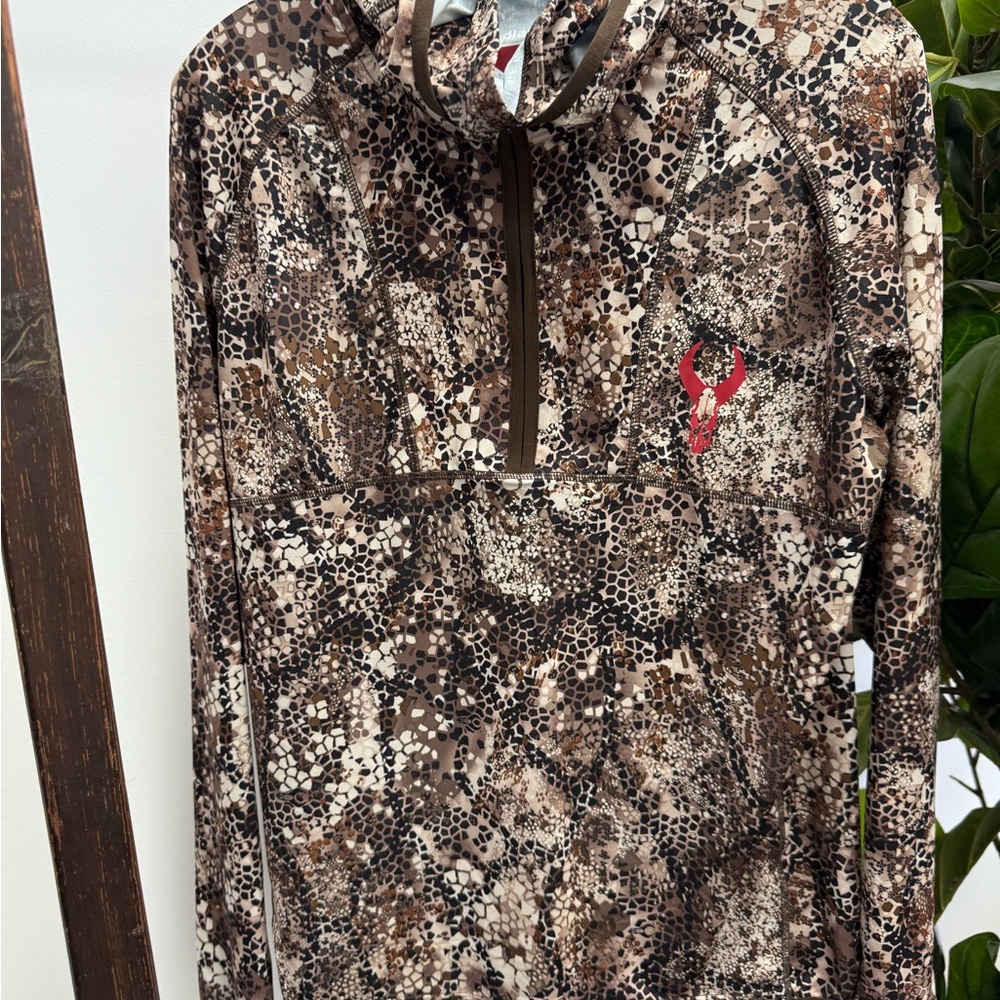 Men's Lightweight Pullover Hoodie Jacket - Brown Camo Print